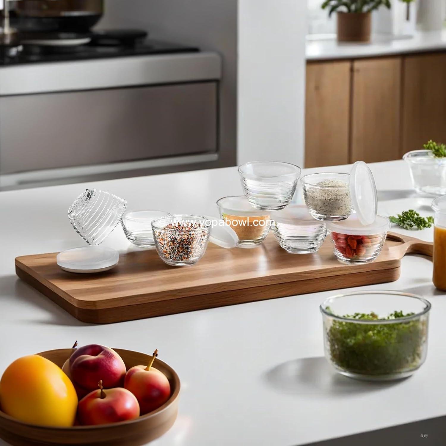 OEM 16pc 8oz Small Glass Bowls Set with Airtight Lids - Stackable Clear Custard Cups for Food Prep Mise en Place Bouillon Mixing Sauces Dips Nuts Oats Candy Dessert Cereal Factory OEM 16pc 8oz Small Glass Bowls Set with Airtight Lids - Stackable Clear Custard Cups for Food Prep Mise en Place Bouillon Mixing Sauces Dips Nuts Oats Candy Dessert Cereal Factory