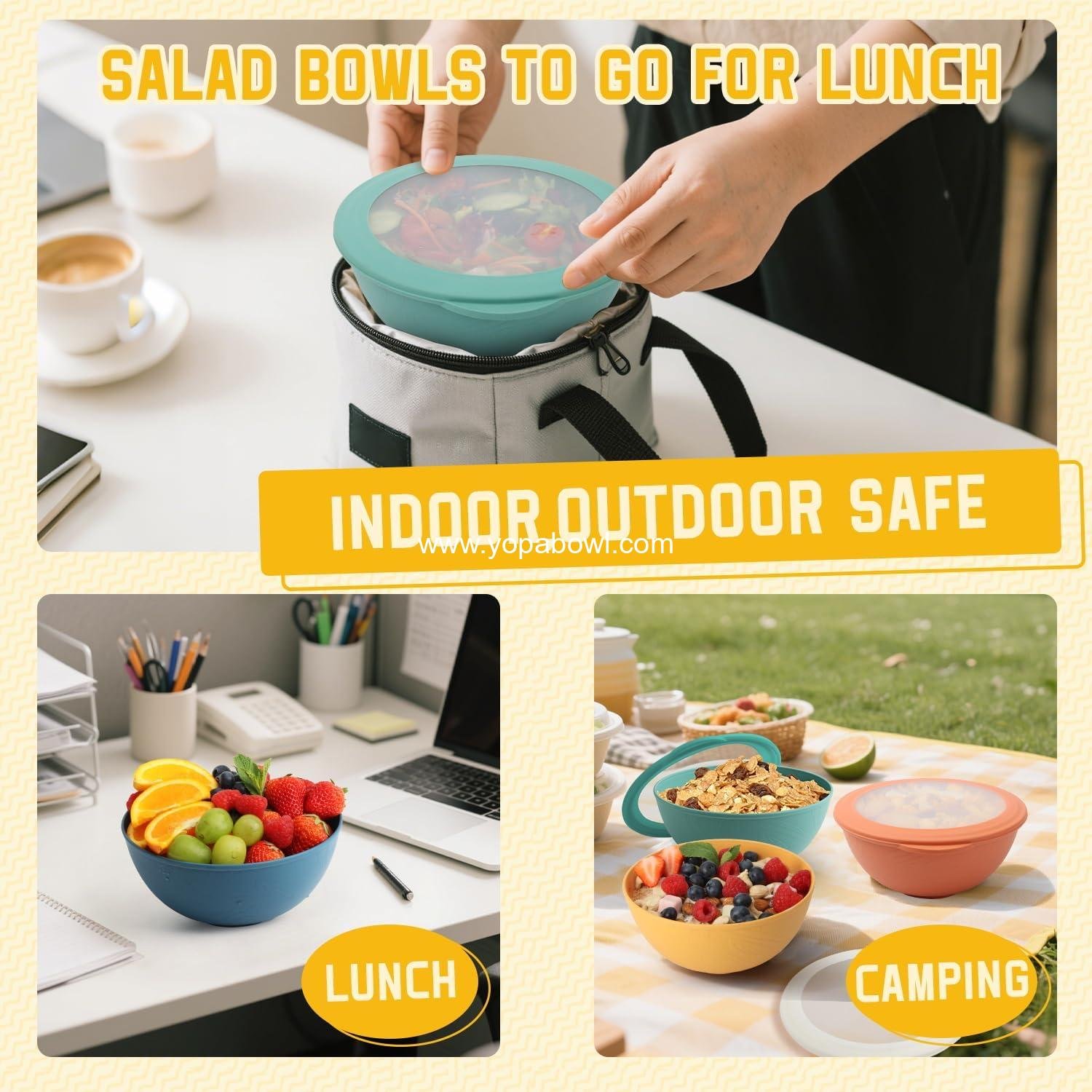 Wholesale 40 OZ Wheat Straw Cereal Bowls with Lids 4 Sets Soup Salad Lunch Containers Microwave Dishwasher Safe for Kitchen RV Camping Parties Factory