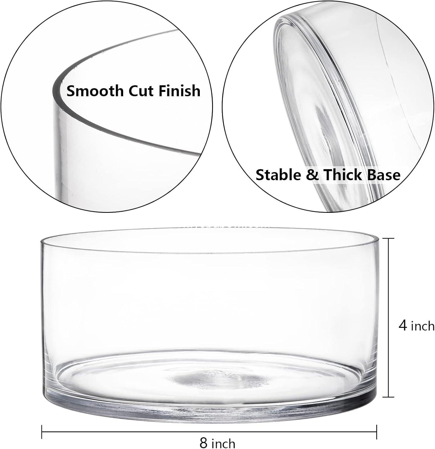 Wholesale 4 Inch Tall x 8 Inch Wide Glass Cylinder Vase Flower Terrarium Bowl Decorative Centerpiece for Weddings Events Pillar Candle Arrangements Clear Factory