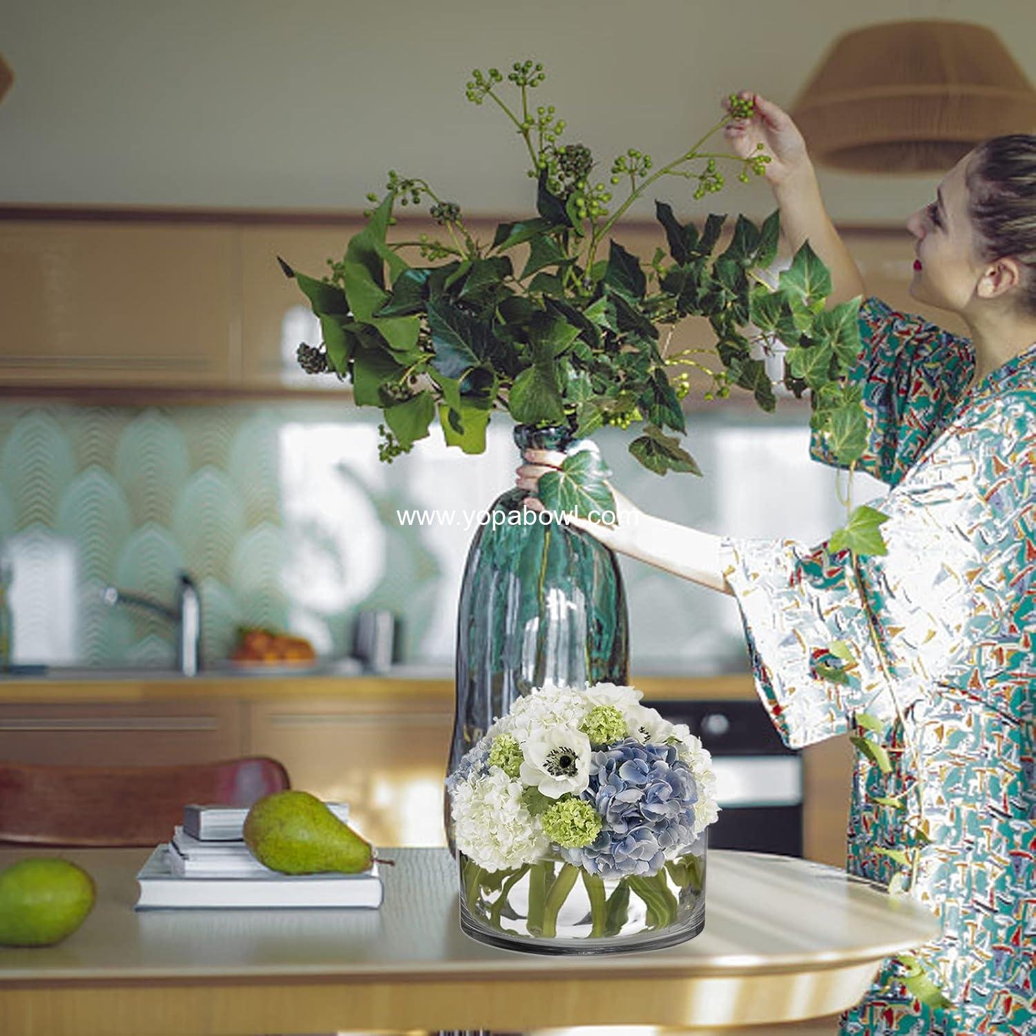 Wholesale 4 Inch Tall x 8 Inch Wide Glass Cylinder Vase Flower Terrarium Bowl Decorative Centerpiece for Weddings Events Pillar Candle Arrangements Clear Factory