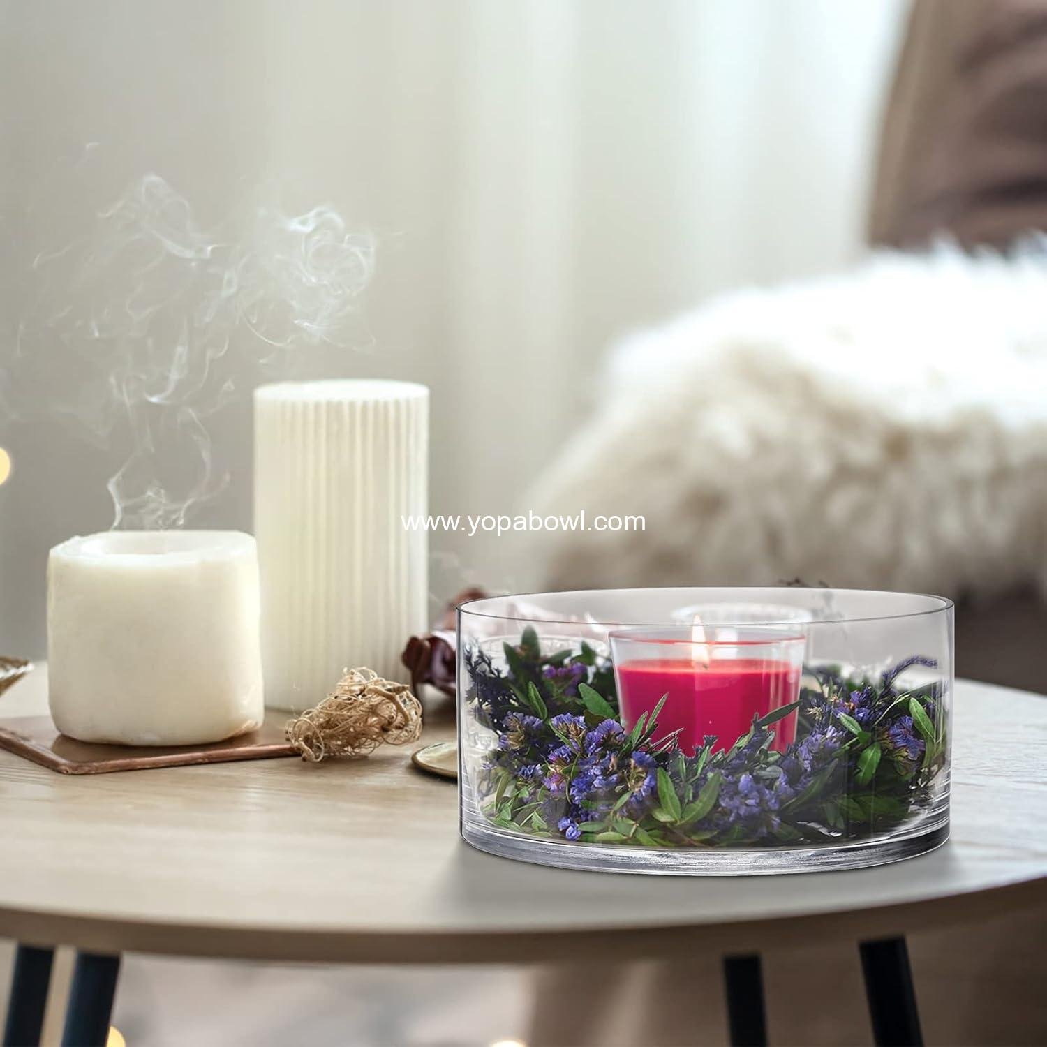 Wholesale 4 Inch Tall x 8 Inch Wide Glass Cylinder Vase Flower Terrarium Bowl Decorative Centerpiece for Weddings Events Pillar Candle Arrangements Clear Factory