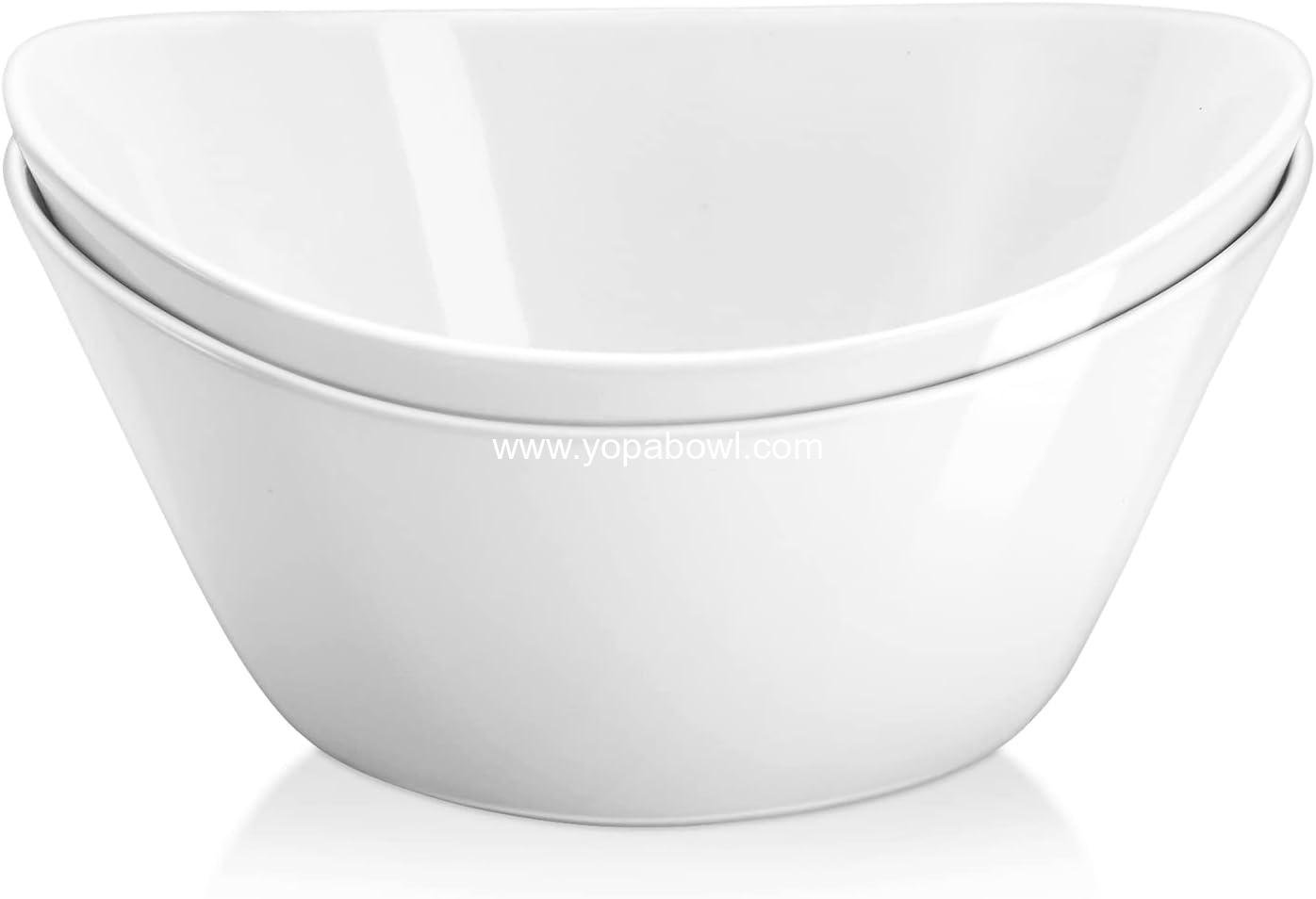 OEM 40-Ounce Porcelain Salad Bowl Set Large White Serving Bowls for Kitchen Soup Oatmeal Pasta Snacks Set of 2 Microwave Dishwasher Safe Factory