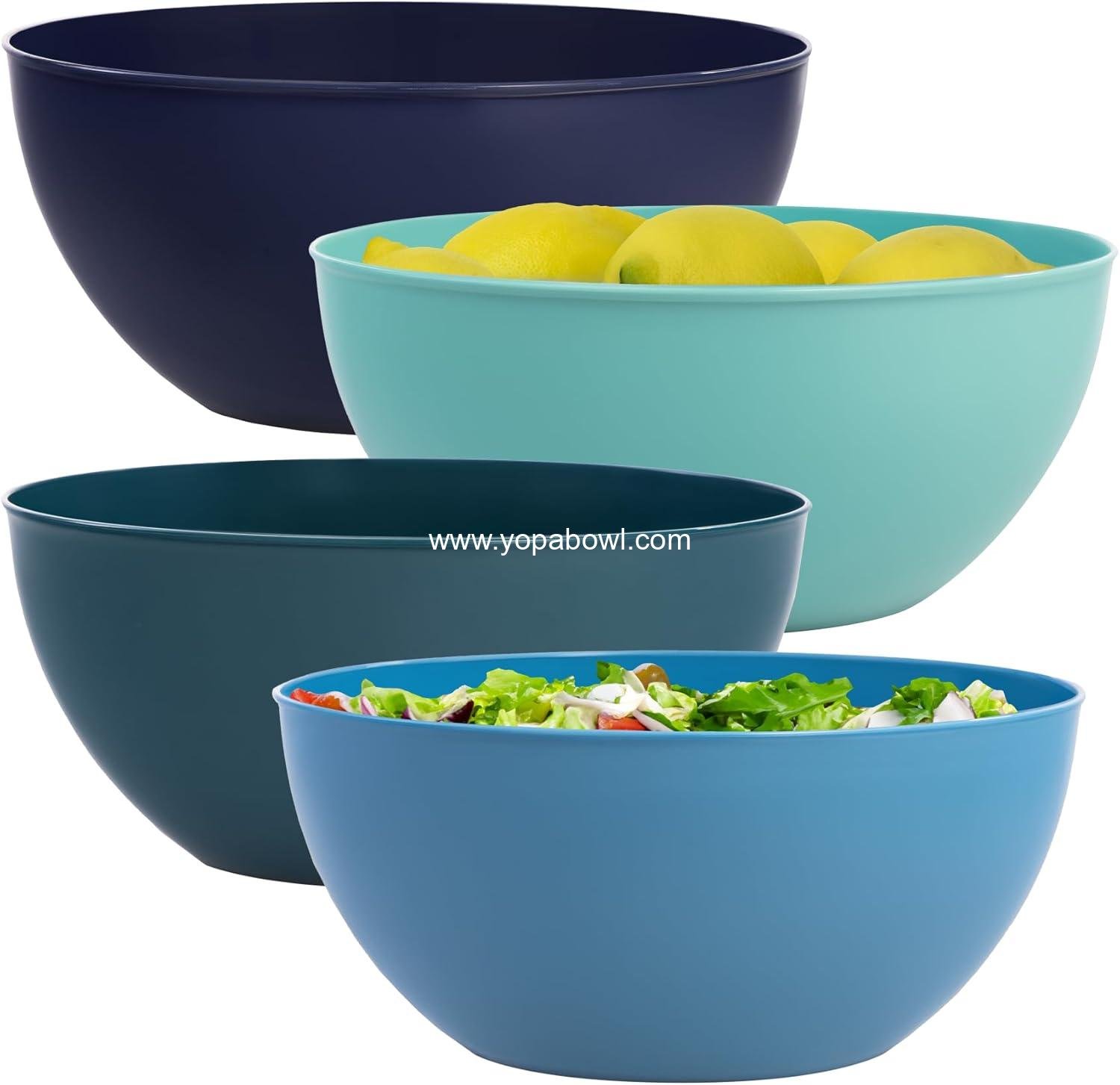 OEM Durable Plastic Salad Serving Bowls 10-inch | Set of 4 in Coastal Colors | Reusable, BPA-free | 135 oz. Capacity | Factory