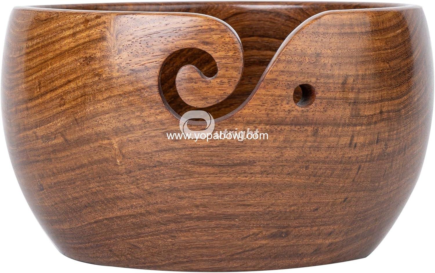 OEM Large Rosewood Yarn Bowl Holder for Knitting Crocheting - Cute Wooden Spinner Gift for Knitters Mother's Day Christmas Wife - Factory
