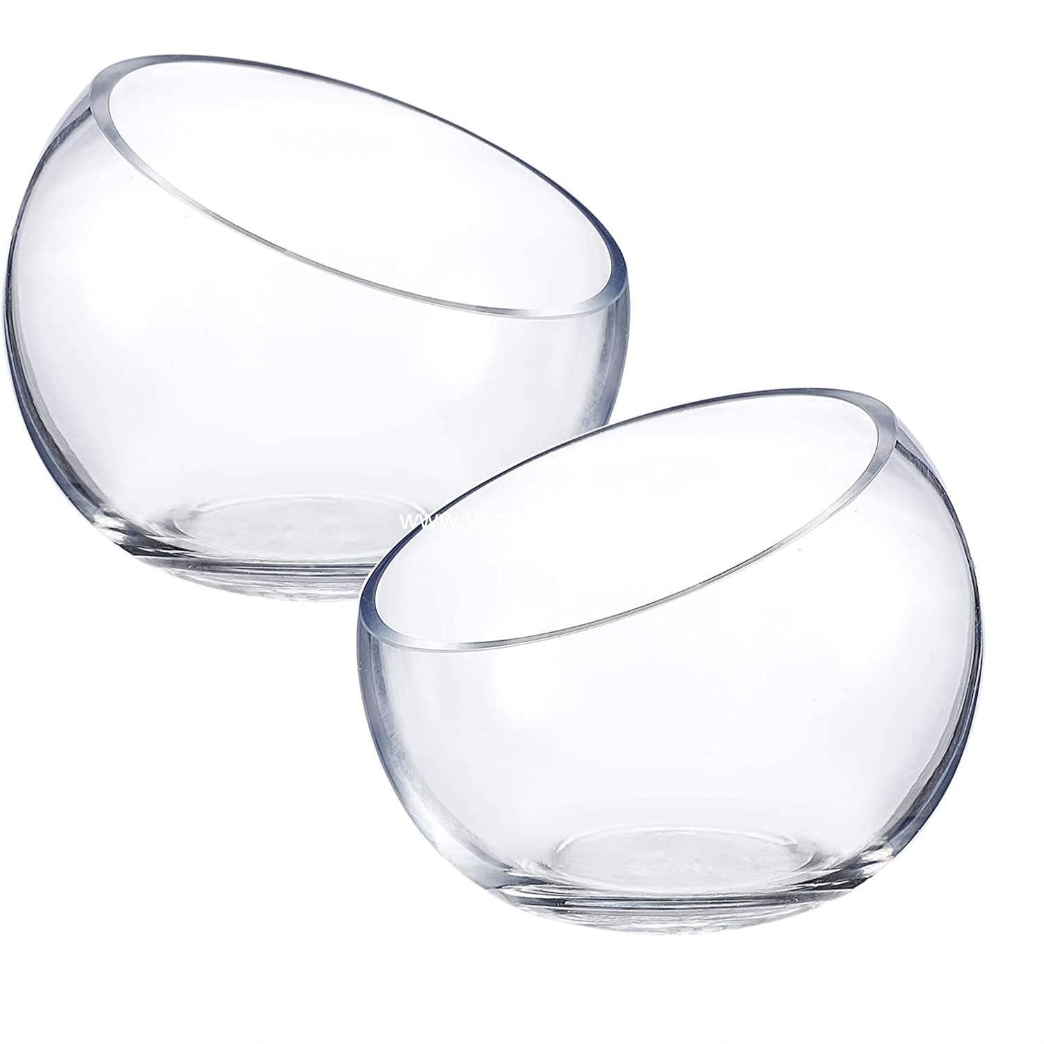 OEM Slant Cut Bowl Glass Vase - 6.3