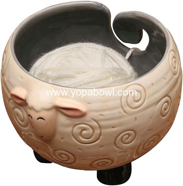 OEM Sleepy Sheep Ceramic Yarn Knitting Bowl Tangle-Free Holder 6 OEM Sleepy Sheep Ceramic Yarn Knitting Bowl Tangle-Free Holder 6
