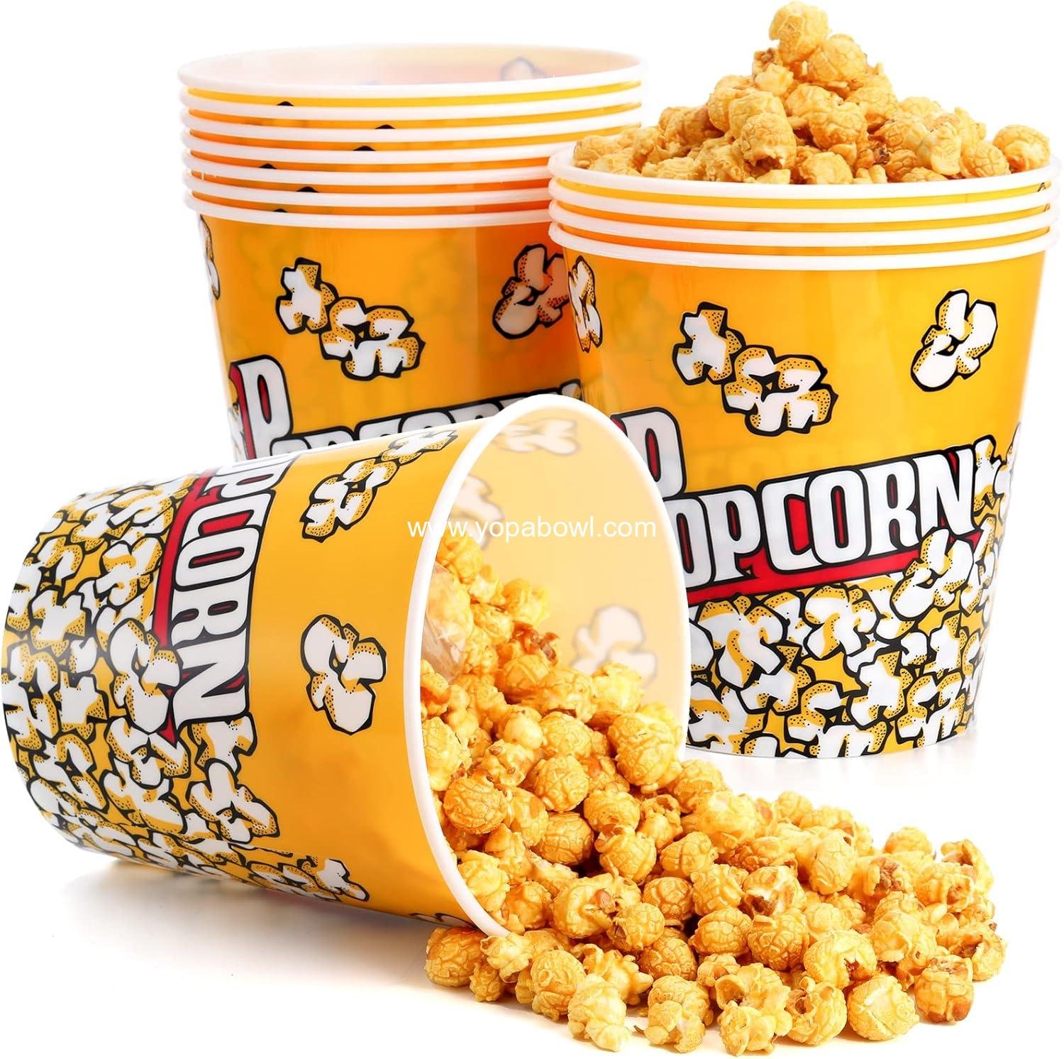 Wholesale 12 Pack Reusable Plastic Popcorn Containers - 7 x 7 Inches for Movie Night - Factory