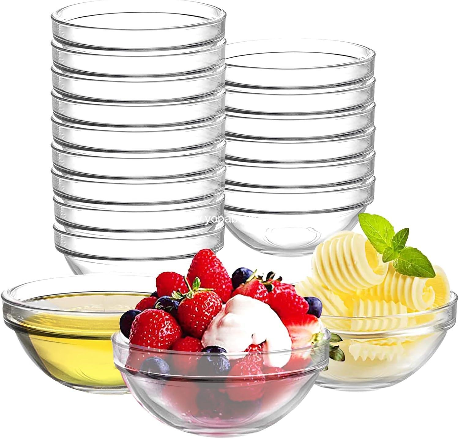 Wholesale 18 Pack 4 Inch (7oz) Glass Prep Pinch Bowls, Mini Clear Serving Bowls Set for Kitchen Prep, Dips, Cooking Toppings, Condiments - Factory