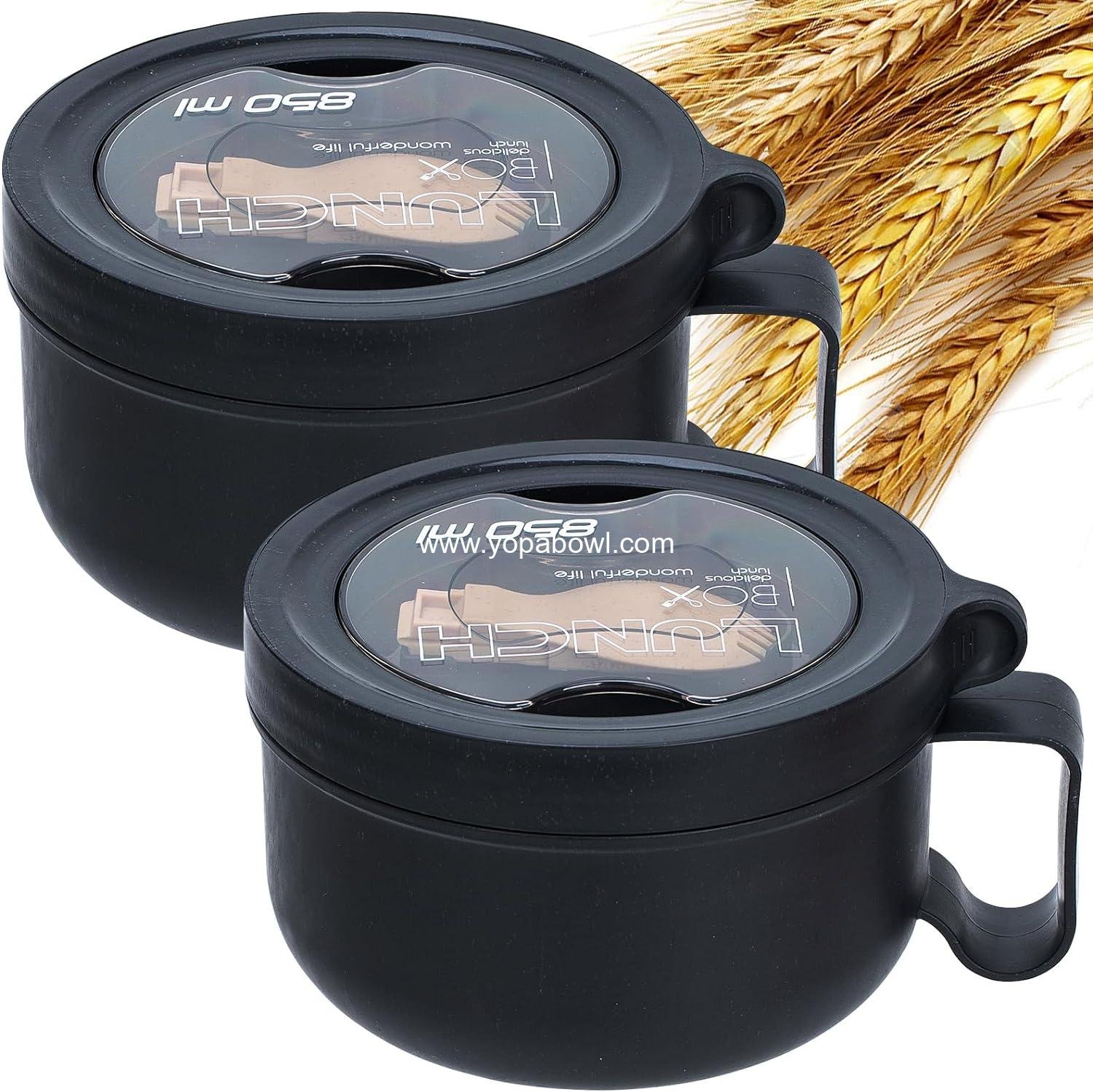 Wholesale 2 Pack Soup Bowls with Handles, Microwave Ramen Bowls with Lid for Soup, Instant Noodles, Oatmeal, Gumbo, Salad, BPA Free (Black) - Manufacturer