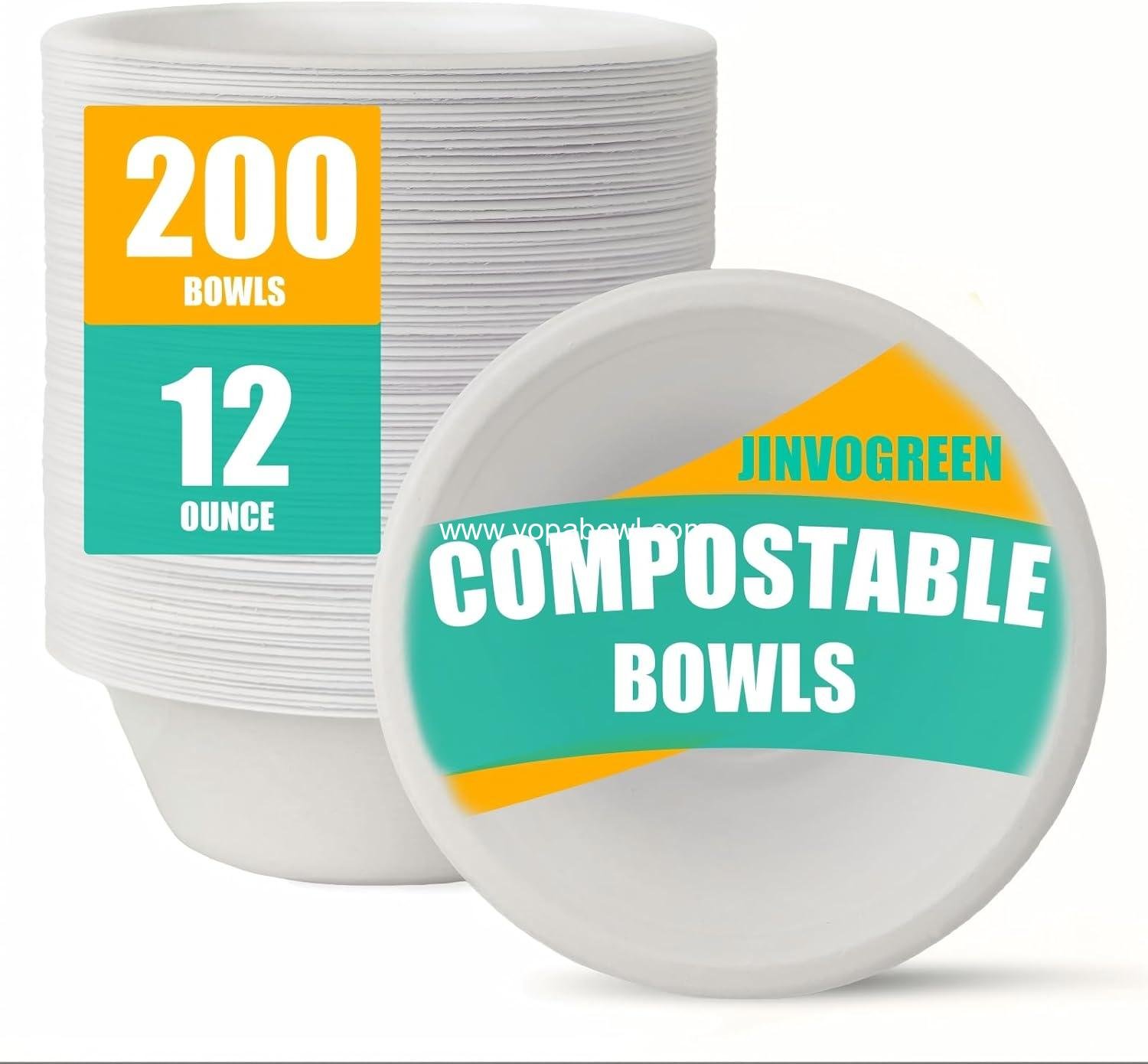 Wholesale 200 Count 12 oz Biodegradable Paper Bowls, Disposable Heavy Duty Bagasse Bowls for Snacks, Soup, and Salads, White Factory