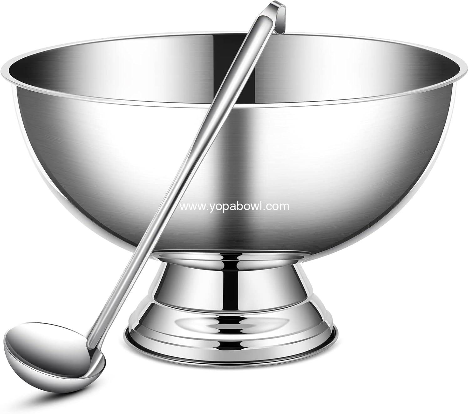 Wholesale 3 Gallon 12L Stainless Steel Champagne Bucket Punch Bowl with Ladle Ice Bucket for Parties Large Metal Wine Bowl with Base for Wine and Beer Factory