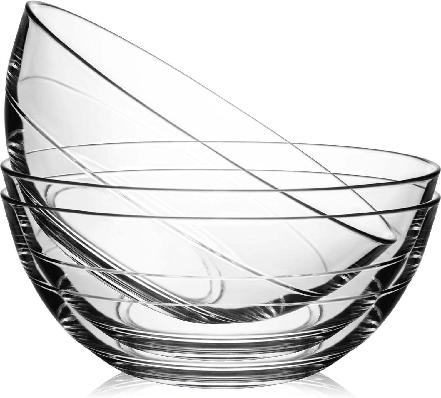 Wholesale 3 Pack Clear Glass Soup Bowls, 8-Inch Tempered Serving Bowls, Microwave and Oven Safe Factory
