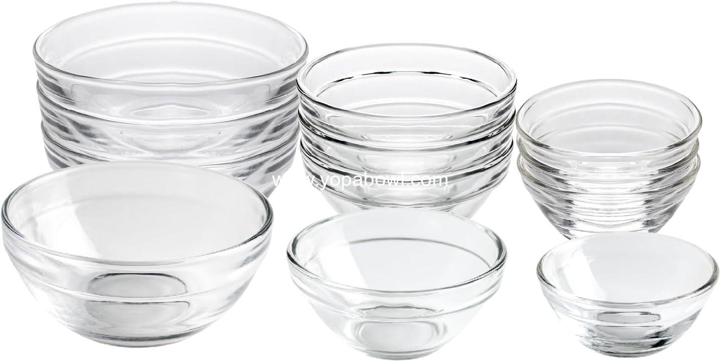 Wholesale 3 Sizes Glass Prep Bowl Sets, Clear Small Pinch Bowls for Salt, Spices, and Chopped Ingredients, 1.5oz, 2.5oz, 3.5oz, Set of 12 Factory