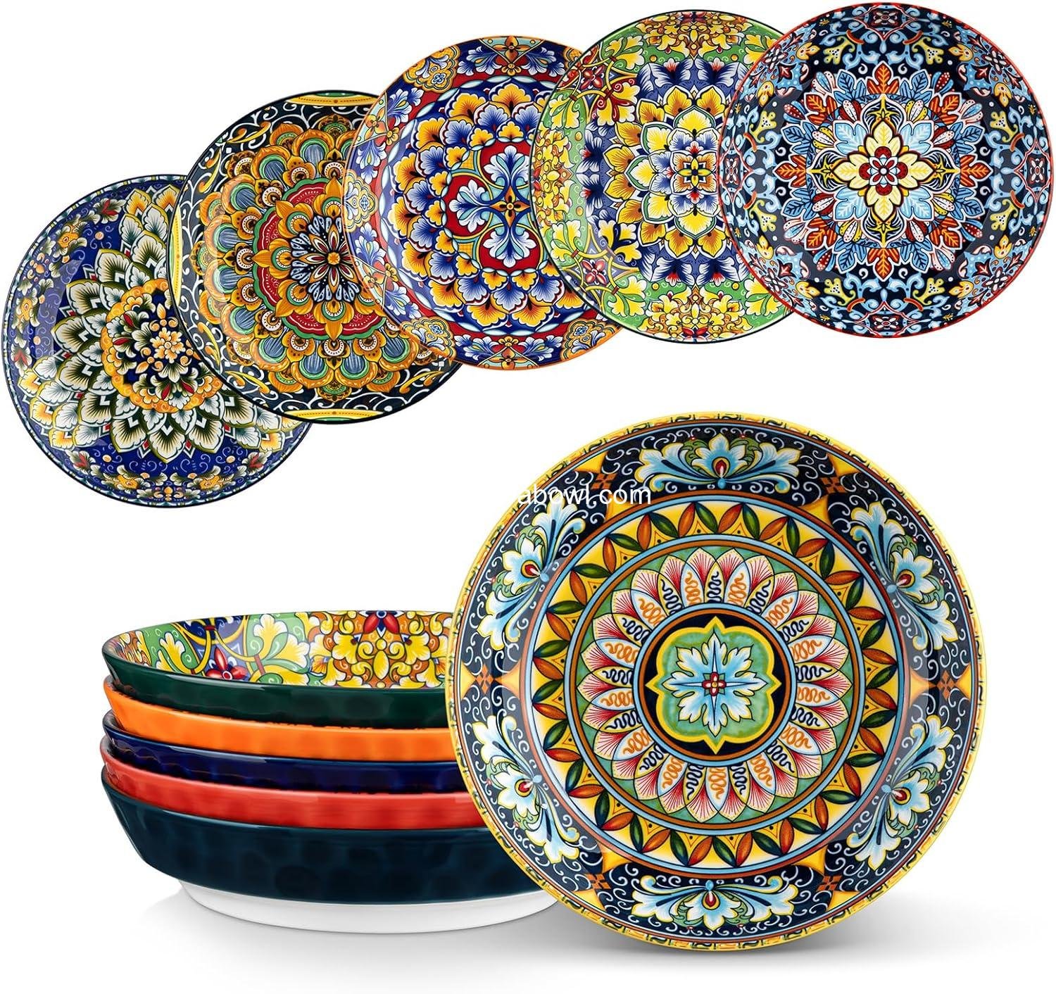 Wholesale 32 Oz Colorful Ceramic Pasta Bowls Set of 6, Large Salad Serving Bowls for Kitchen, Dishwasher & Microwave Safe, Soup Pasta Plates Factory Wholesale 32 Oz Colorful Ceramic Pasta Bowls Set of 6, Large Salad Serving Bowls for Kitchen, Dishwasher & Microwave Safe, Soup Pasta Plates Factory