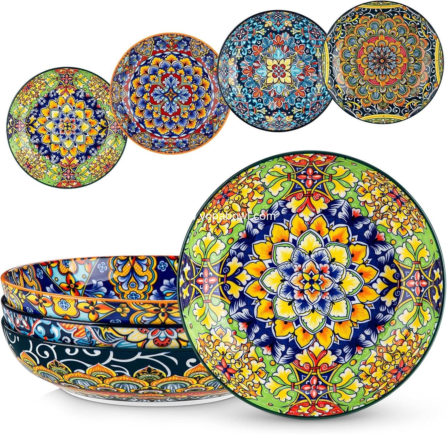 Wholesale 42 oz Ceramic Pasta Bowls, Set of 4 Colorful Large Serving Bowls, Dishwasher & Microwave Safe Soup Bowls, Pasta Plates Factory