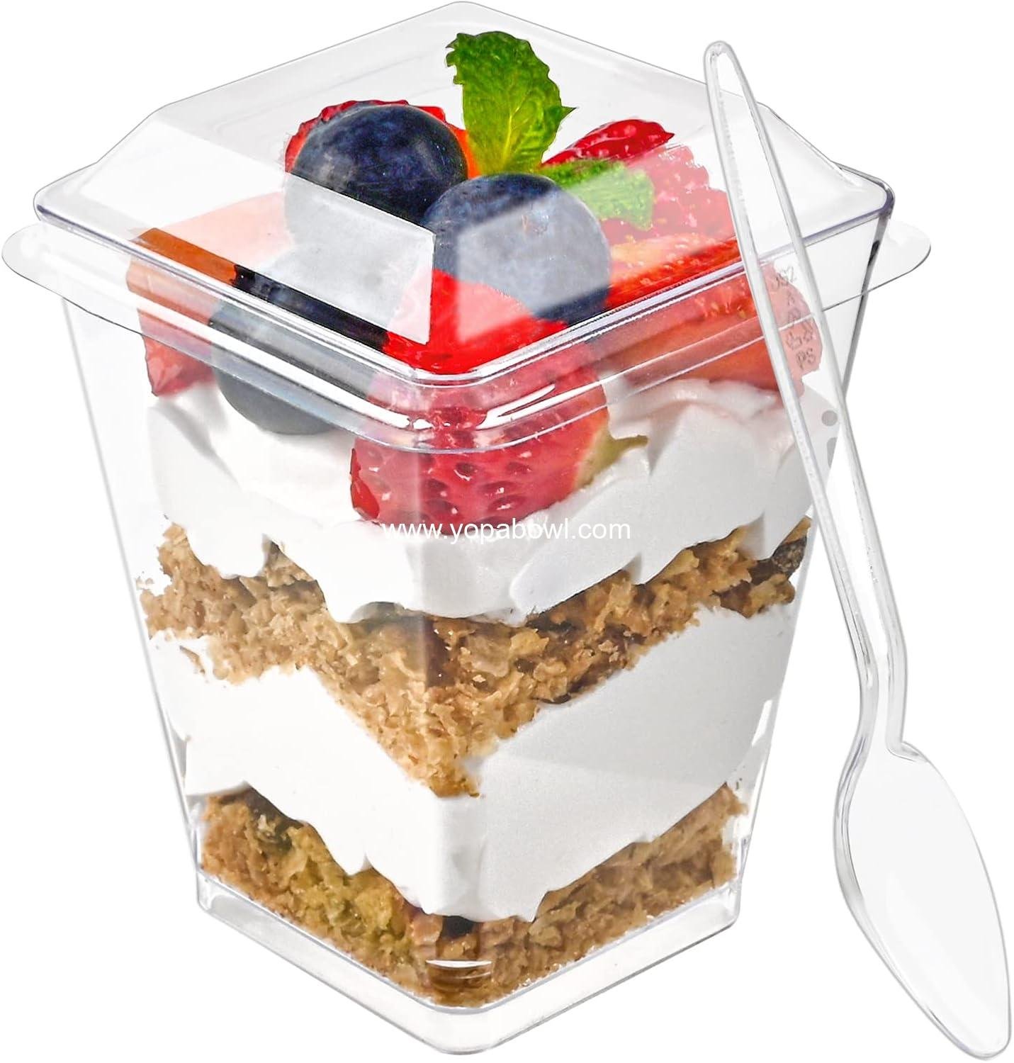 Wholesale 50 Pack 5 oz Plastic Dessert Cups with Lids and Spoons, Mini Dessert Shooters for Individual Yogurt Parfait, Jello, Fruit Trifle, Banana Pudding - Factory