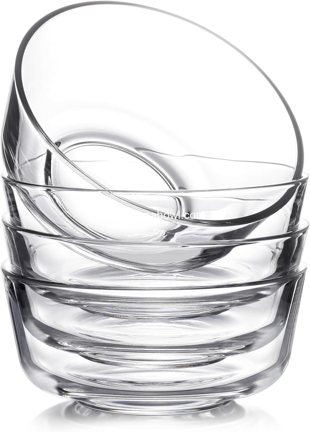 Wholesale 5.7in Glass Bowl Set - 4 Clear Dessert and Prep Bowls, 20oz Cereal Bowls for Kitchen - Factory