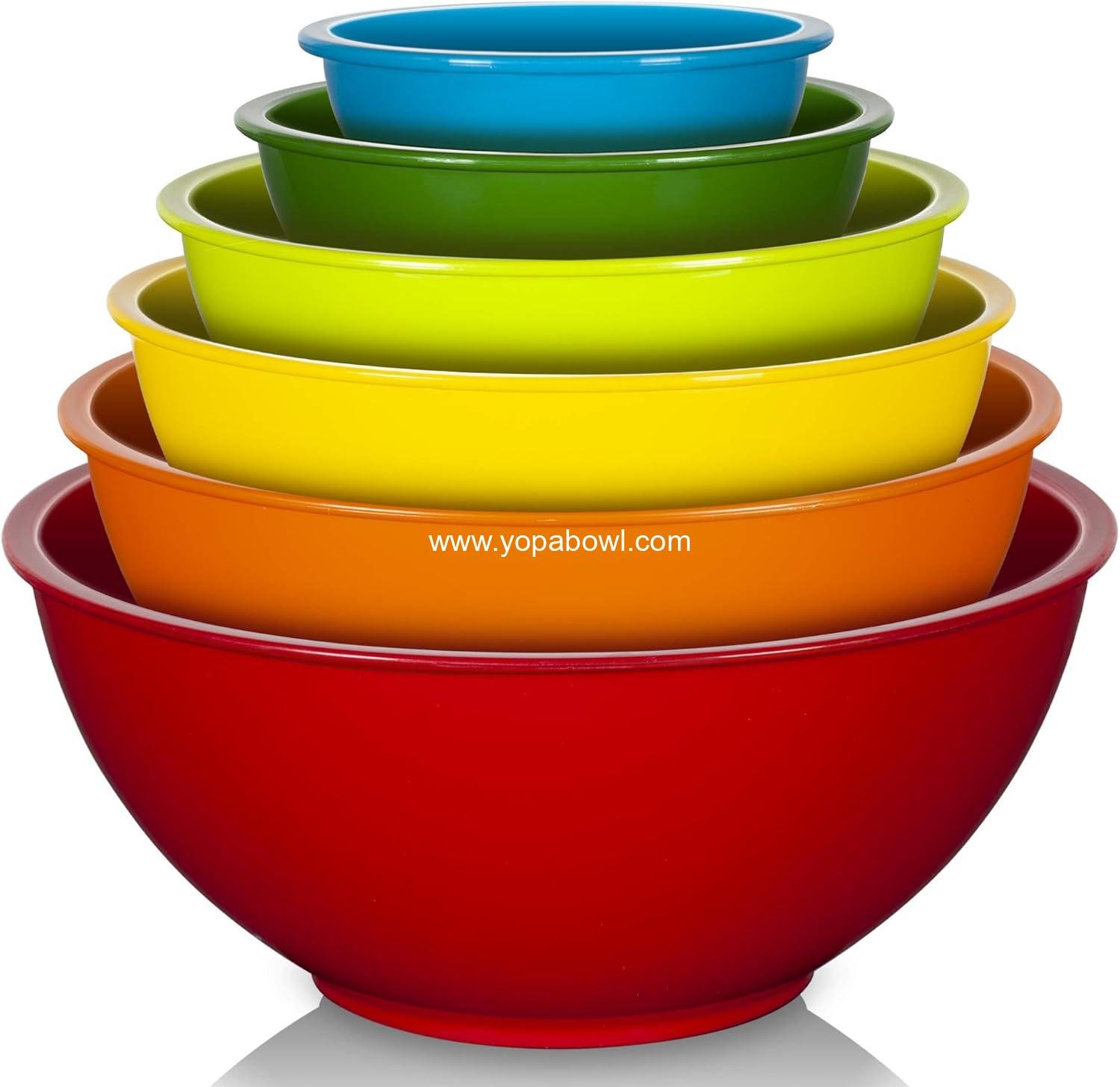 Wholesale 6 Piece Colorful Plastic Mixing Bowls Set for Kitchen, Ideal for Baking, Prepping, and Cooking, Nesting Design for Space Saving Storage, Rainbow Factory