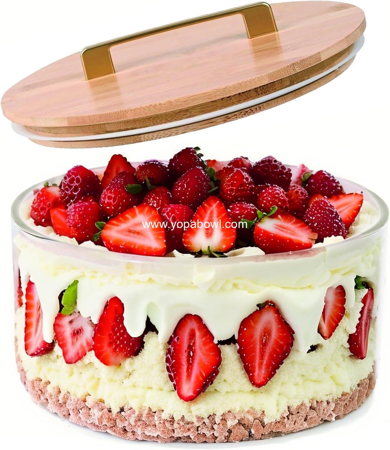 Wholesale 8-Inch Glass Trifle Bowl with Sealed Lid - Versatile Mixing and Serving Bowl for Ice Cream, Cake, Salad, Fruit, Baking, and Desserts - Microwave Safe Factory