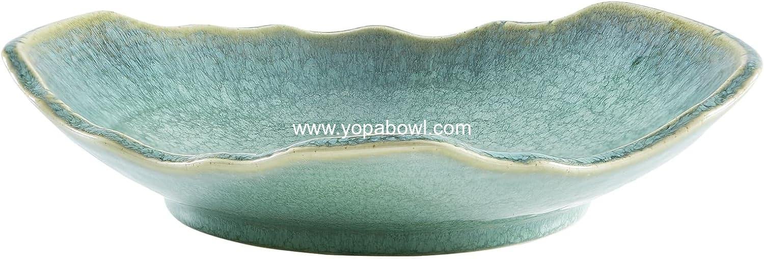 Wholesale Ceramic Decorative Dish, 12'' Green Bowl, Versatile Centerpiece Decor, Key Bowl, Gift Tray for Entryway and Living Room - Factory