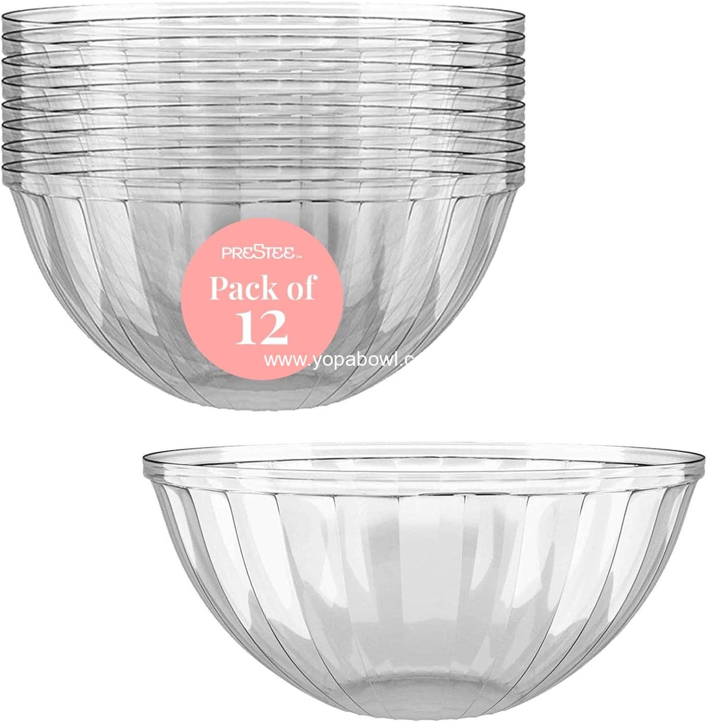 Wholesale Clear Plastic Serving Bowls, 48 Oz, 12 Pack - Round Disposable Containers for Punch, Parties, and Snacks - Large Salad Bowl Dish for Serving Candy and Salads - Factory