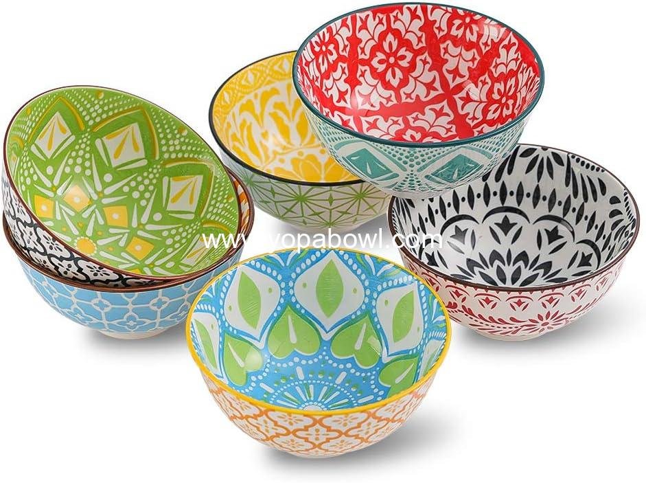 Wholesale Colorful Porcelain Dessert and Cereal Bowl Set of 6 - Small Bowls for Ice Cream, Soup, Rice, Snacks & Side Dishes - Microwave and Dishwasher Safe - Factory
