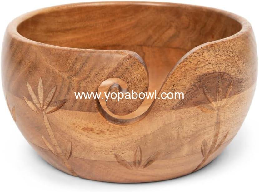 Wholesale Extra Large Acacia Wood Yarn Bowl with Holes for Knitting and Crochet Supplies - Relaxation and Stress Relief Manufacturer Wholesale Extra Large Acacia Wood Yarn Bowl with Holes for Knitting and Crochet Supplies - Relaxation and Stress Relief Manufacturer