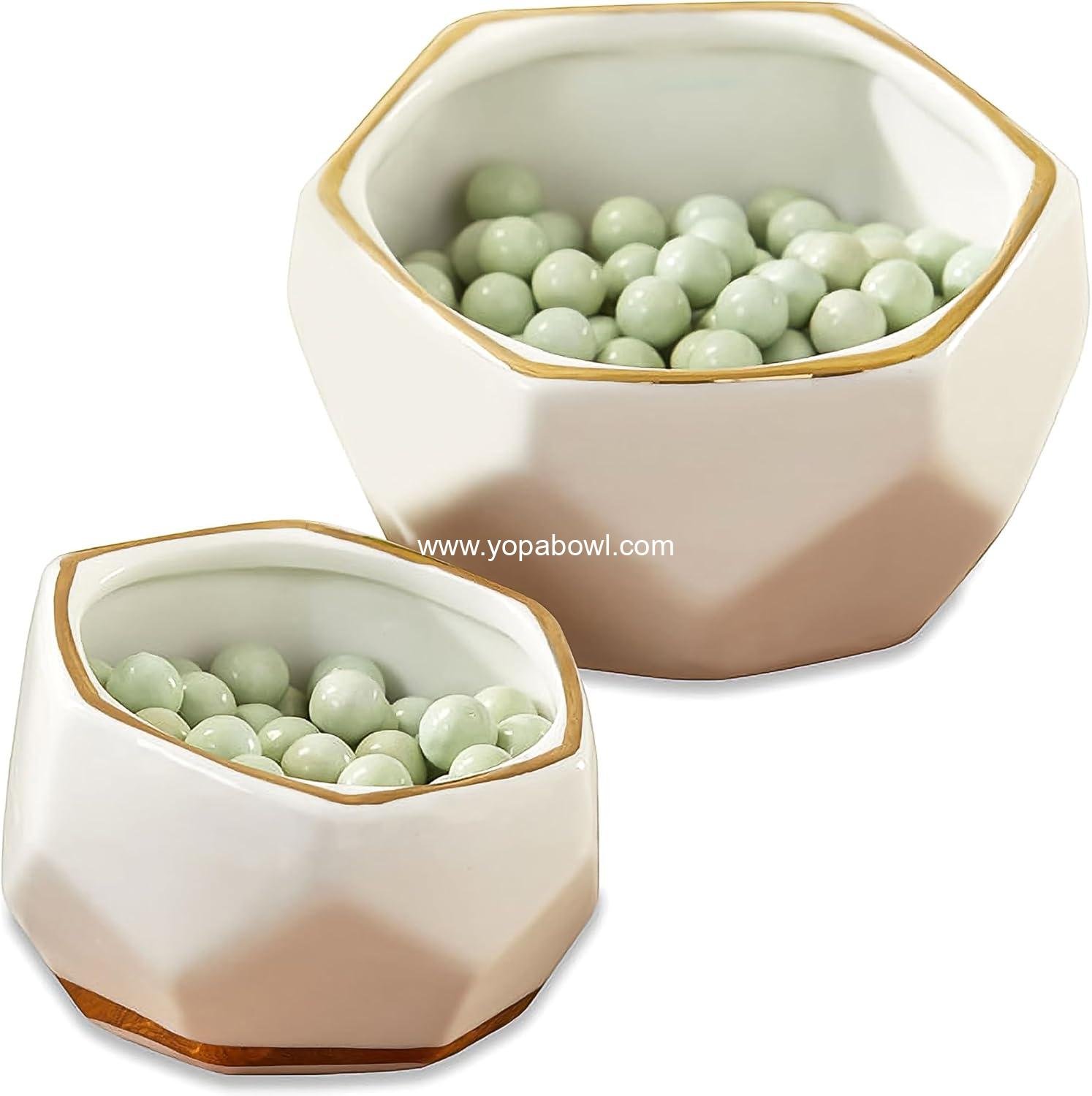 Wholesale Geometric Ceramic Planters Decorative Bowls, Small & Medium Set of 2, White Factory Wholesale Geometric Ceramic Planters Decorative Bowls, Small & Medium Set of 2, White Factory