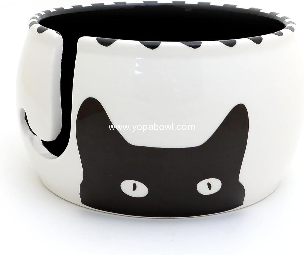 Wholesale Kitty Ears Cat Ceramic Yarn Bowl - Crochet and Knitting Gifts -  Height: XX inches, Width: XX inches, Factory
