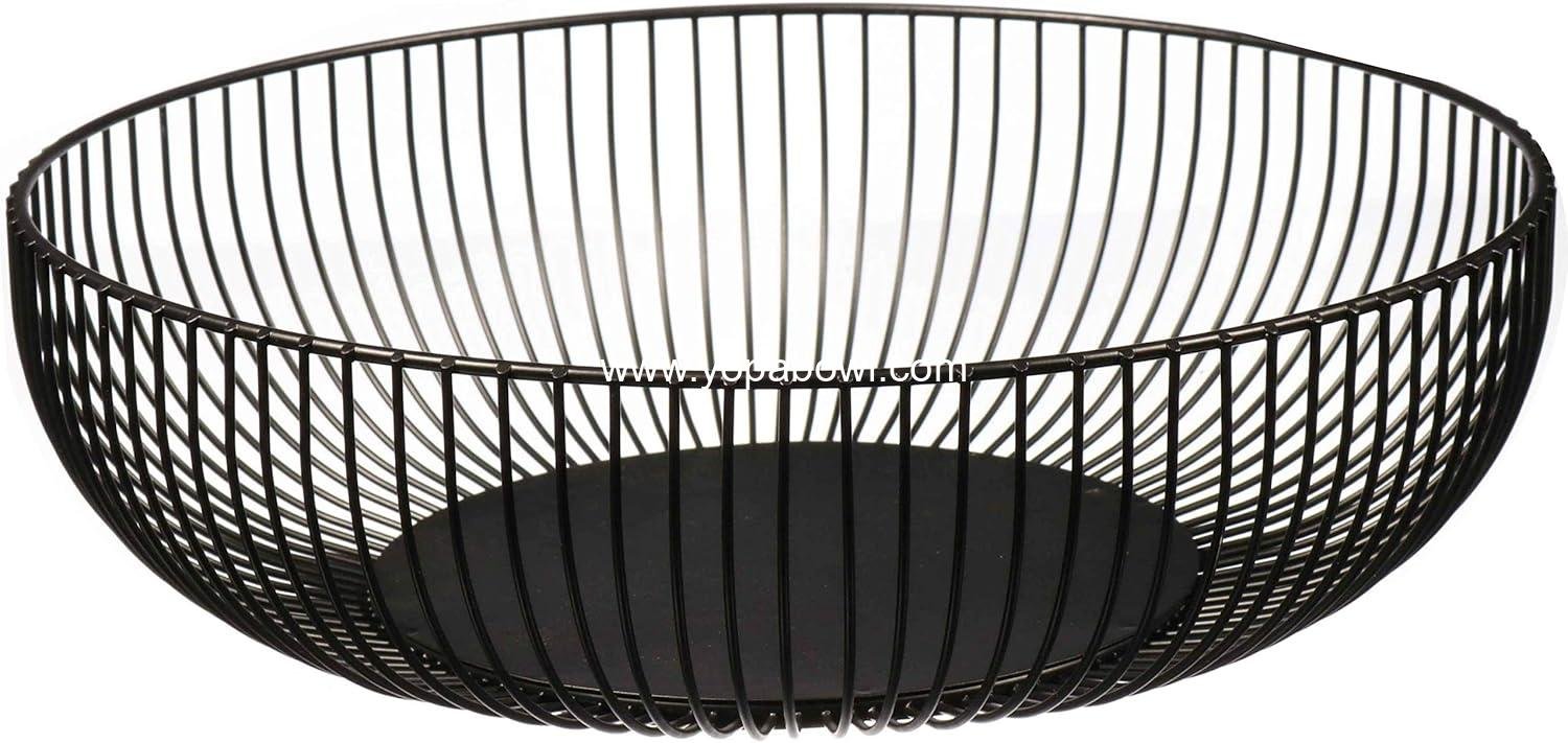 Wholesale Large Round Metal Wire Fruit Basket - Storage Bowl for Bread, Vegetables, Snacks, Modern Kitchen Decor - Black Factory