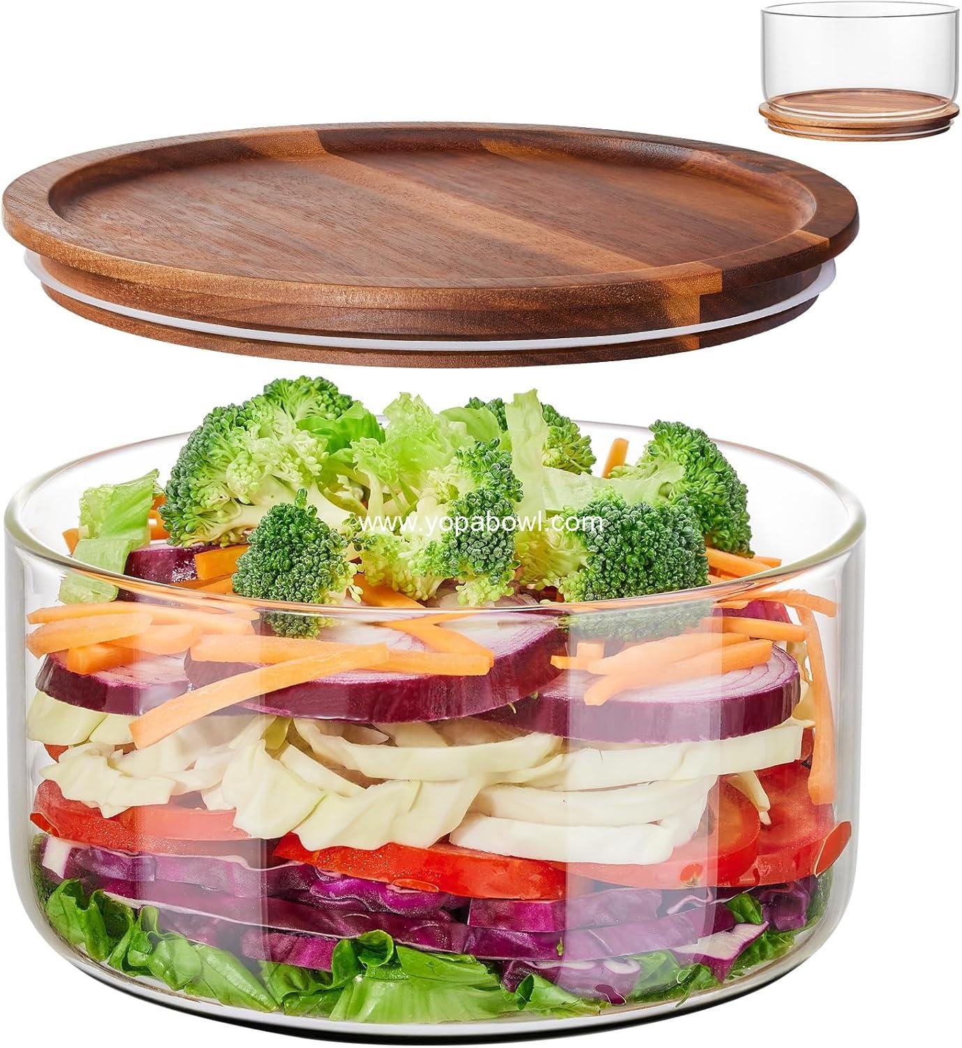 Wholesale Large Salad Bowl with Lid, 106 oz Glass Bowl with Acacia Wood Lid, Versatile Trifle and Fruit Bowl, Ideal for Mixing Salads, Desserts, Fruits, Chips, and Pasta, Dishwasher Safe - Factory Wholesale Large Salad Bowl with Lid, 106 oz Glass Bowl with Acacia Wood Lid, Versatile Trifle and Fruit Bowl, Ideal for Mixing Salads, Desserts, Fruits, Chips, and Pasta, Dishwasher Safe - Factory