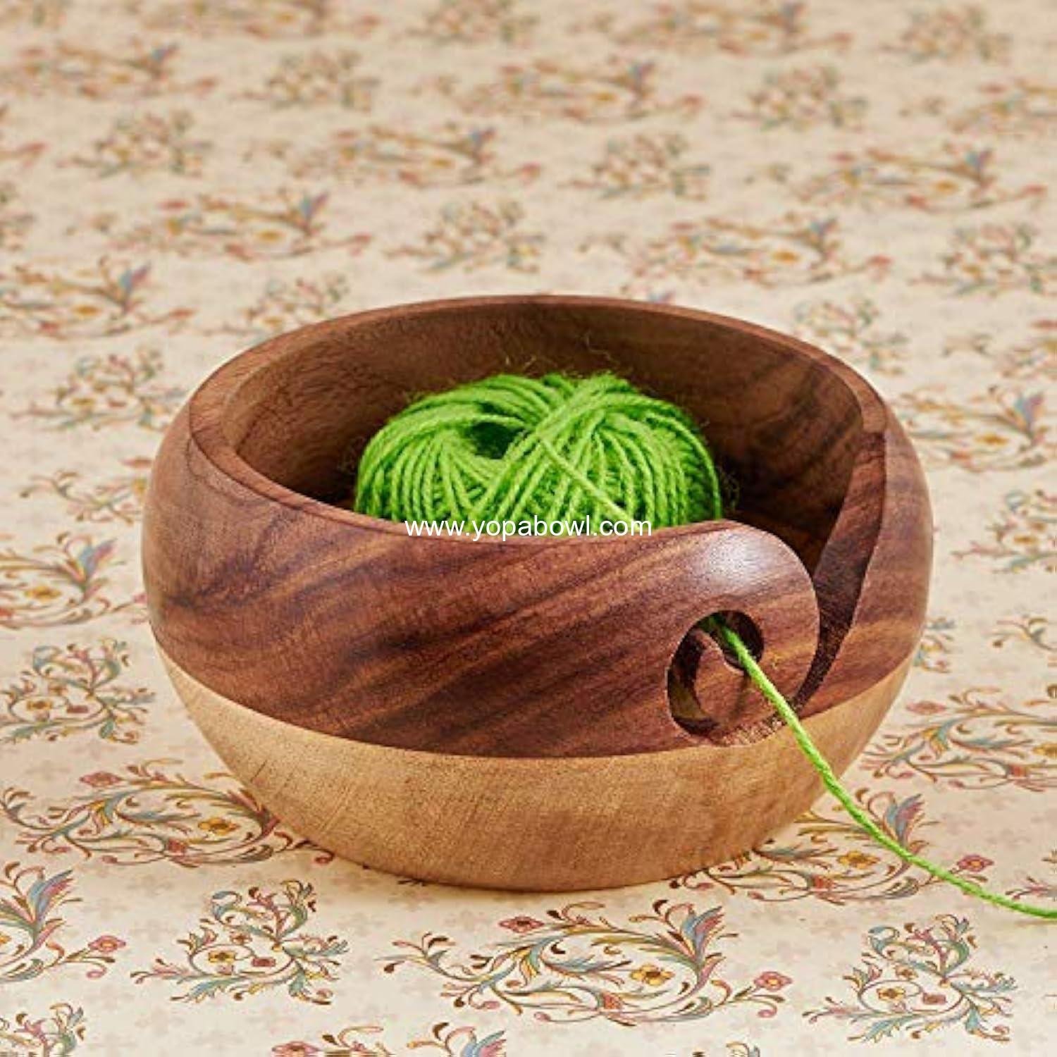 Wholesale Large Wooden Yarn Bowl for Knitting and Crochet - Handmade Yarn Holder and Organizer 7 x 3 (Two Tone) Factory