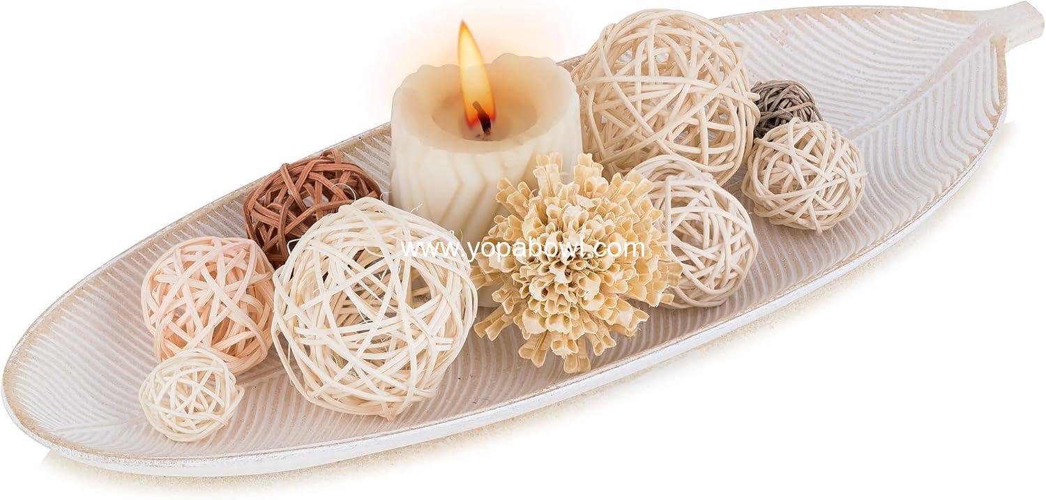 Wholesale Leaf Shaped Wooden Decorative Tray - Key Tray Decor Plate Bowl for Crystal Candle - Factory