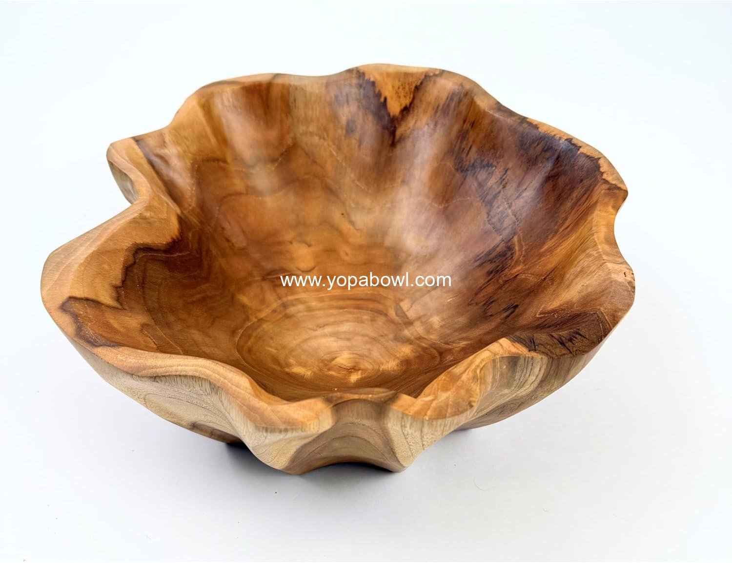 Wholesale Live Edge Decorative Teak Wood Bowl - Large - Factory