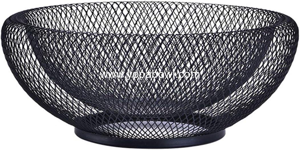 Wholesale Metal Iron Wire Vegetable Serving Bowl Basket for Kitchen Counter, Dining Room Centerpiece, Modern Stylish Round Black - Factory