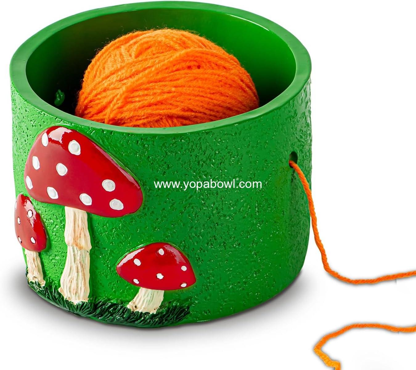 Wholesale Mushroom Yarn Bowl for Crocheting - Green Crochet Yarn Holder, Red Decor Knitting Bowl - Factory