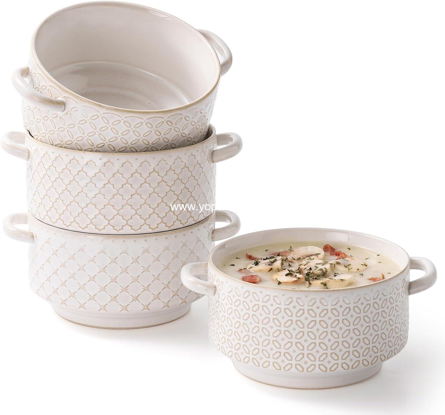 Wholesale Oven Safe French Onion Soup Bowls, 26 oz Large Ceramic Bowls for Chili and Beef Stew, Set of 4, Microwave & Dishwasher Safe, Factory Wholesale Oven Safe French Onion Soup Bowls, 26 oz Large Ceramic Bowls for Chili and Beef Stew, Set of 4, Microwave & Dishwasher Safe, Factory