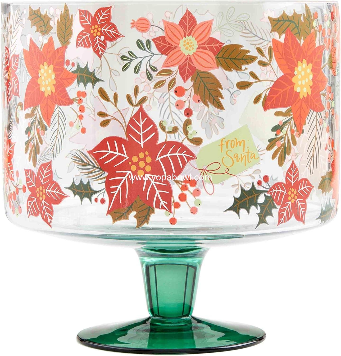 Wholesale Poinsettia Glass Trifle Bowl - 8.25