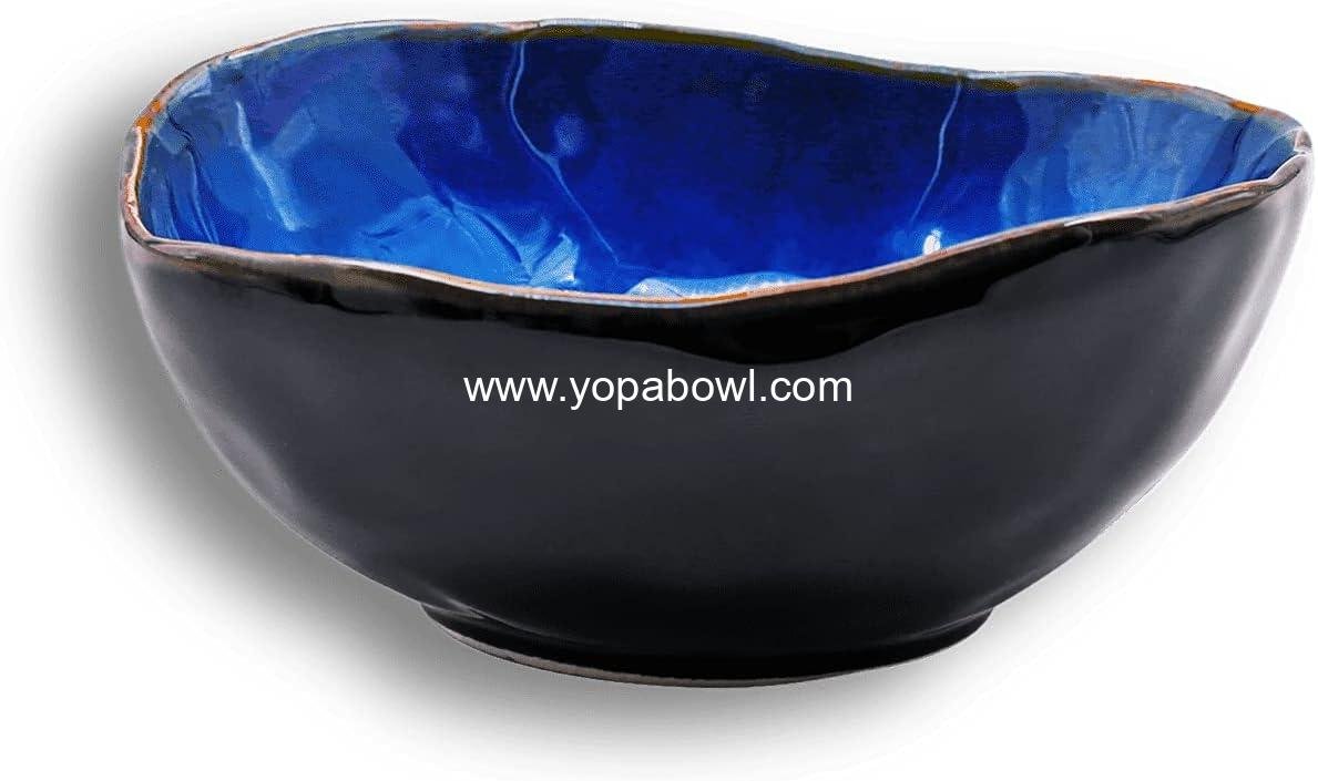Wholesale Porcelain Decorative Bowl - Blue Pottery Key Bowl, Versatile Small Jewelry or Trinket Dish with Blue Glaze for Entryway or Bedroom Gift Decor (6'' Bowl) Factory