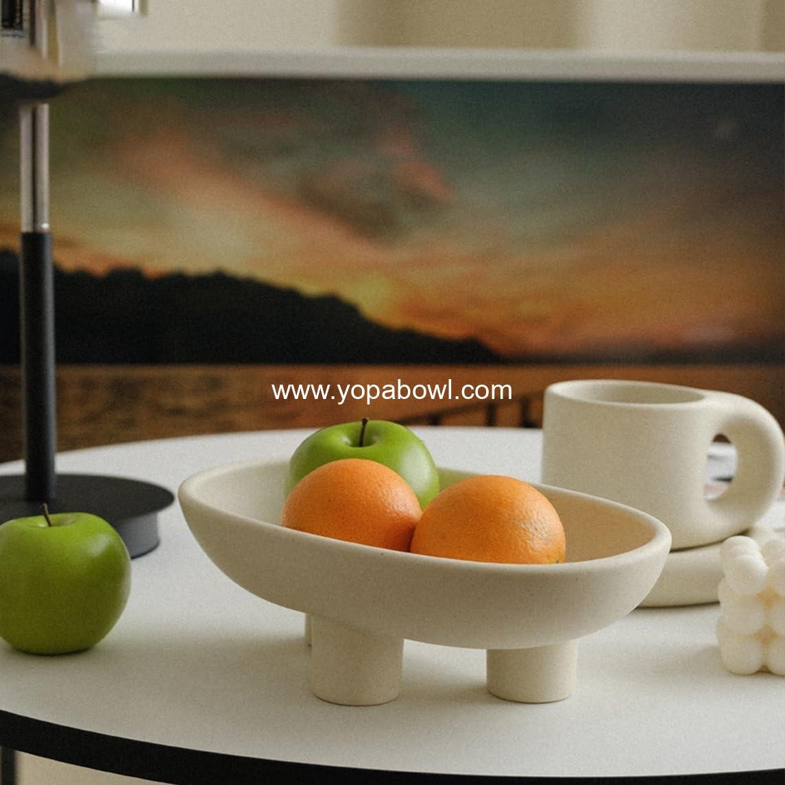 Wholesale Three-Legs Ceramic Fruit Bowl for Kitchen Counter, 10-inch Oval Decorative Bowl for Table Décor, Large Bowl for Breads (Matte Crème) Factory Wholesale Three-Legs Ceramic Fruit Bowl for Kitchen Counter, 10-inch Oval Decorative Bowl for Table Décor, Large Bowl for Breads (Matte Crème) Factory