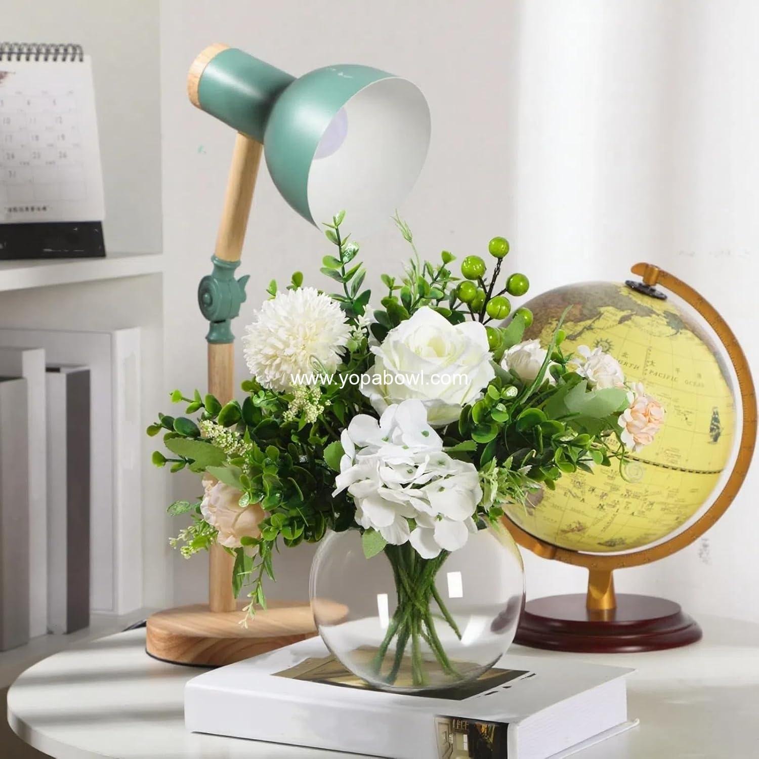 Wholesale 12 Pcs 6''W x 5''H Bubble Bowl Vase Centerpiece Round Glass Flower Vase Bulk Clear Terrarium Fish Bowl Goldfish Planter for Wedding Event Office Home Decor Factory