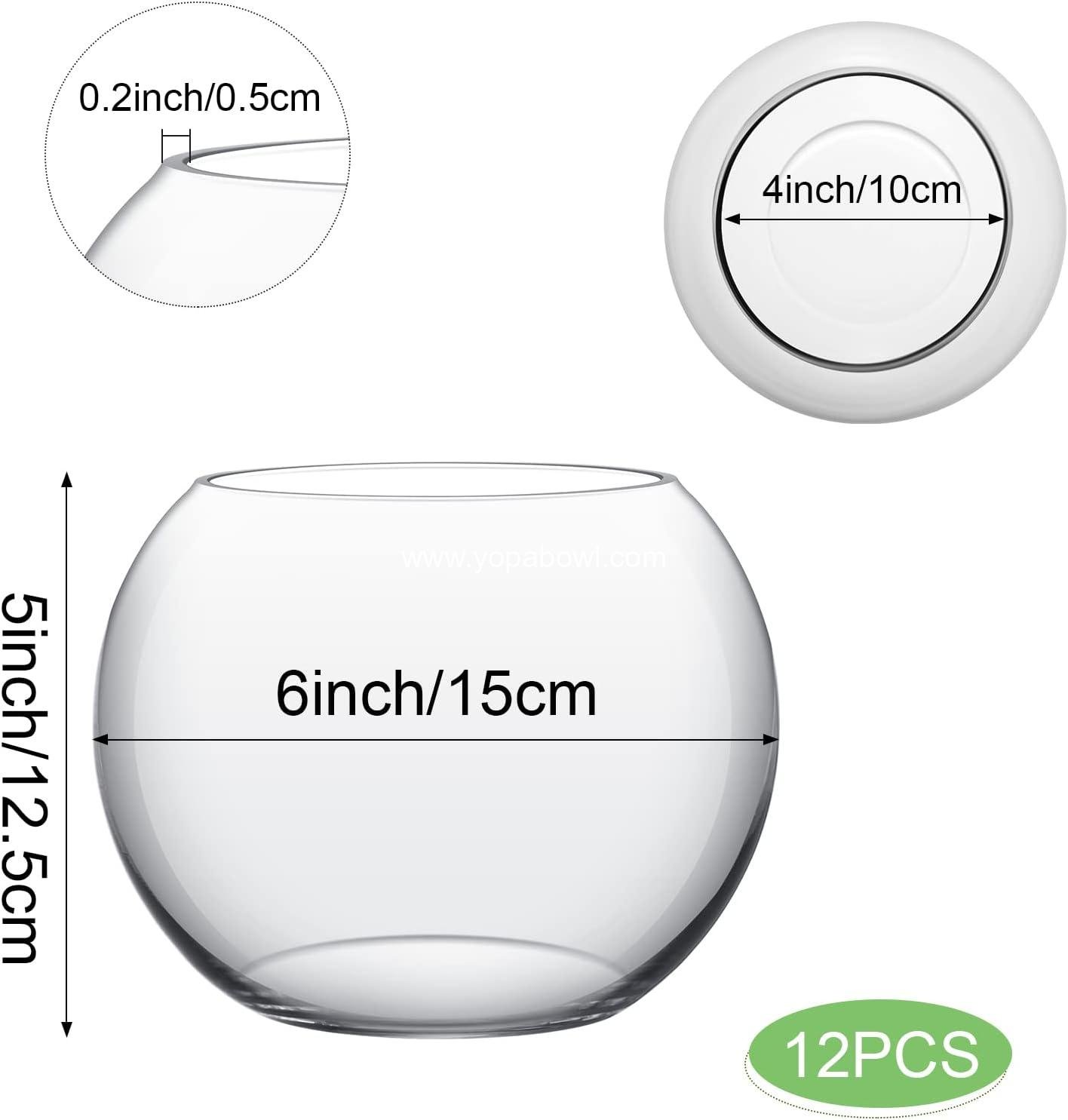 Wholesale 12 Pcs 6''W x 5''H Bubble Bowl Vase Centerpiece Round Glass Flower Vase Bulk Clear Terrarium Fish Bowl Goldfish Planter for Wedding Event Office Home Decor Factory