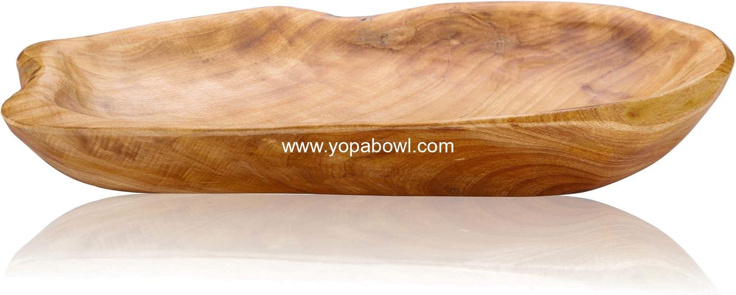 Jovivi Natural Fir Root Wood Dish Bowl, Handmade Wood Serving Platter Tray Plate,Wooden Plates for Sandwich Bread Fruit Salad Snack Dough Candy Serving Appetizer Display (11.4"x7.5")