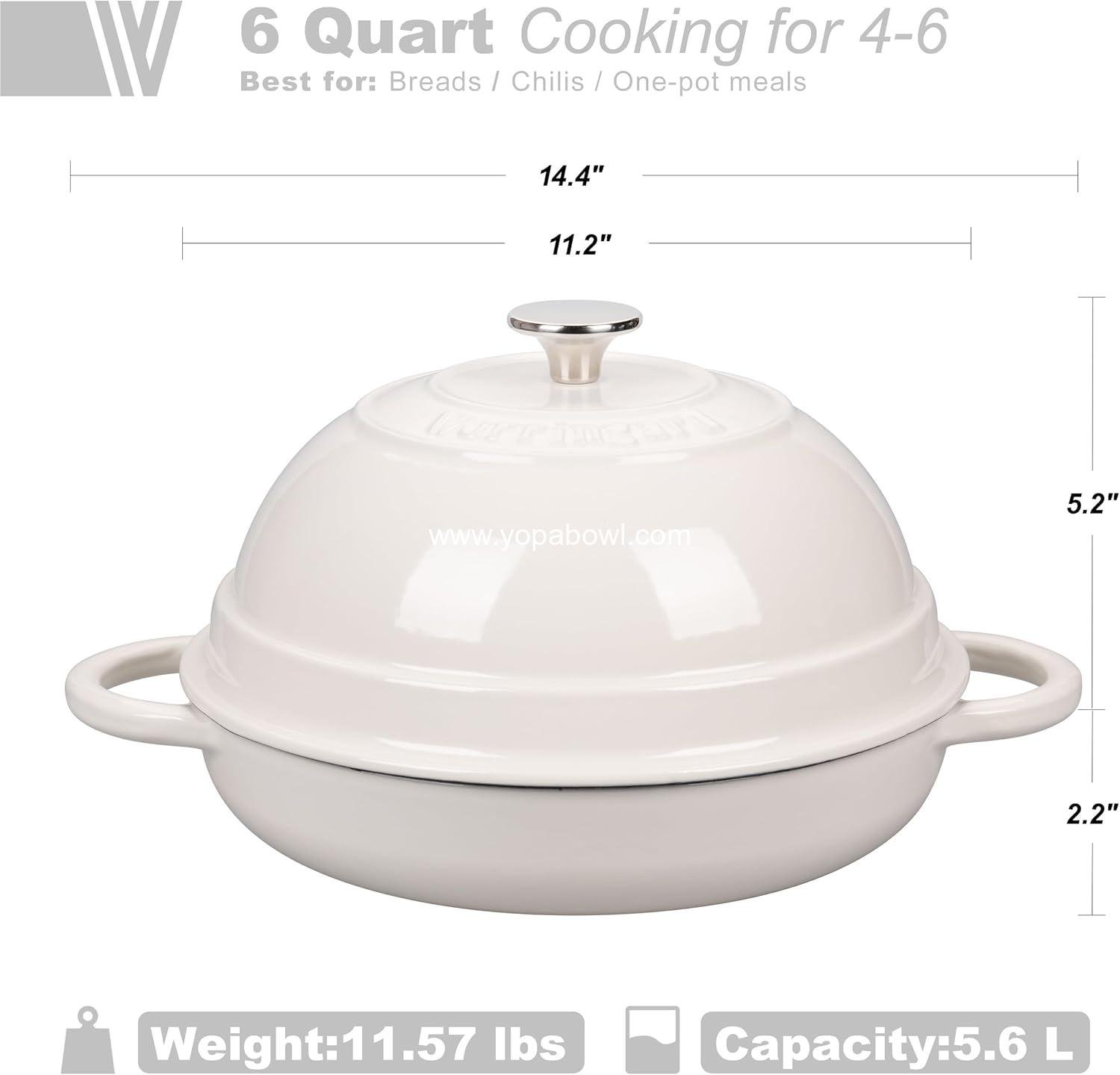 OEM 6-Quart Enameled Cast Iron Dutch Oven Pot with Lid for Bread Baking White Manufacturer OEM 6-Quart Enameled Cast Iron Dutch Oven Pot with Lid for Bread Baking White Manufacturer