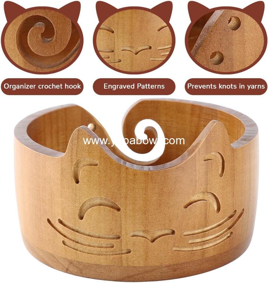 OEM Wooden Cat Crochet Yarn Bowl for Knitting Crocheting Storage Holder 18x18x10cm DIY Holiday Gifts Christmas Thanksgiving New Year manufacturer OEM Wooden Cat Crochet Yarn Bowl for Knitting Crocheting Storage Holder 18x18x10cm DIY Holiday Gifts Christmas Thanksgiving New Year manufacturer