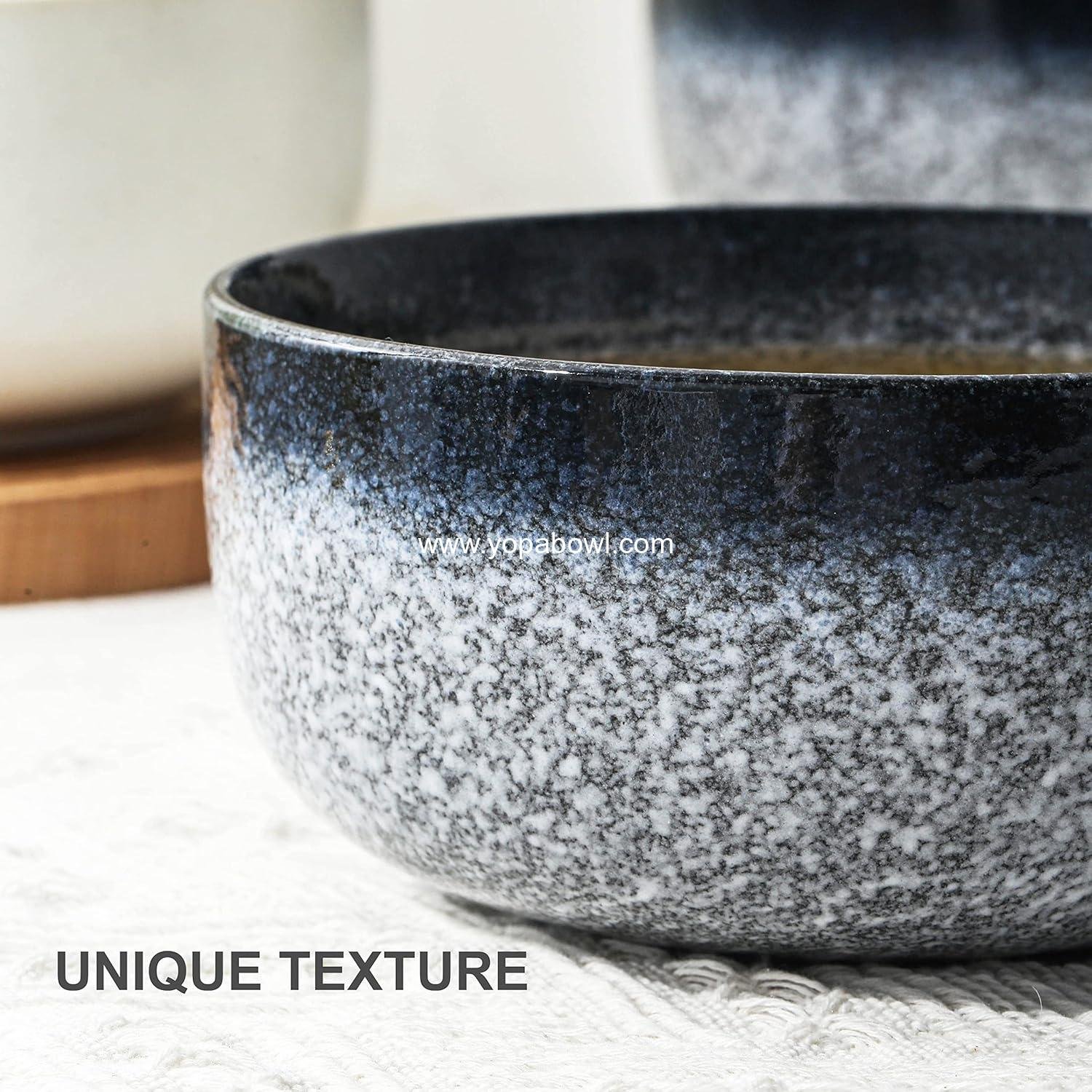 OEM 36 Ounce Ceramic Cereal Bowls Set of 4 for Noodles Oatmeal Breakfast Kitchen Microwave Dishwasher Safe Dark Blue Factory