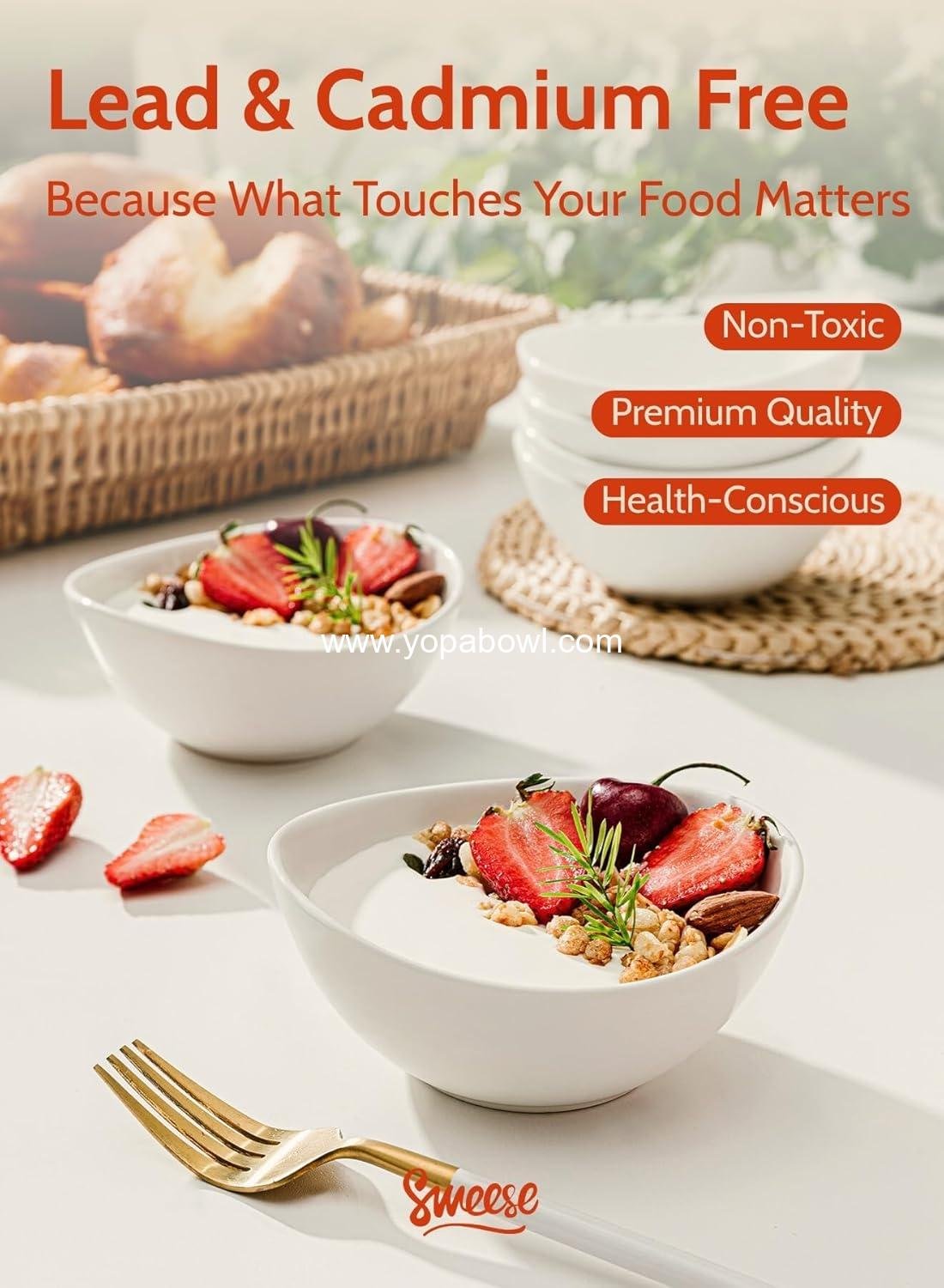 OEM 5 Inch 10 oz Porcelain Bowl Set of 4 White Pieces for Dessert Ice Cream Soup Rice Fruits Microwave Dishwasher Oven Safe Factory