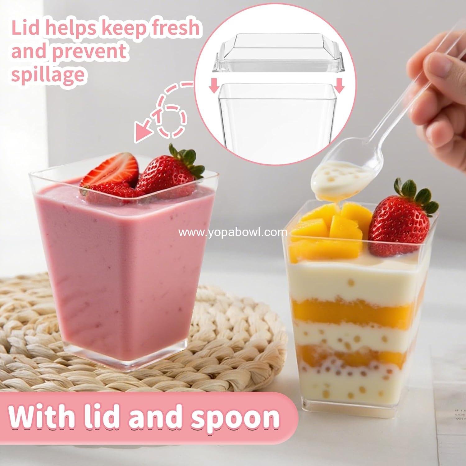 Wholesale 5 oz Clear Plastic Dessert Cups with Lids Spoons for Yogurt Parfait Appetizers Parties Mini Shooters Pudding Fruit Trifle Ice Cream Factory