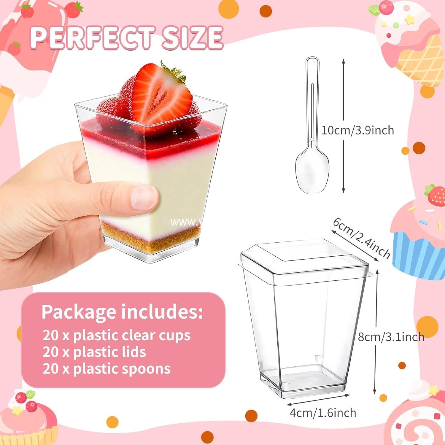 Wholesale 5 oz Clear Plastic Dessert Cups with Lids Spoons for Yogurt Parfait Appetizers Parties Mini Shooters Pudding Fruit Trifle Ice Cream Factory