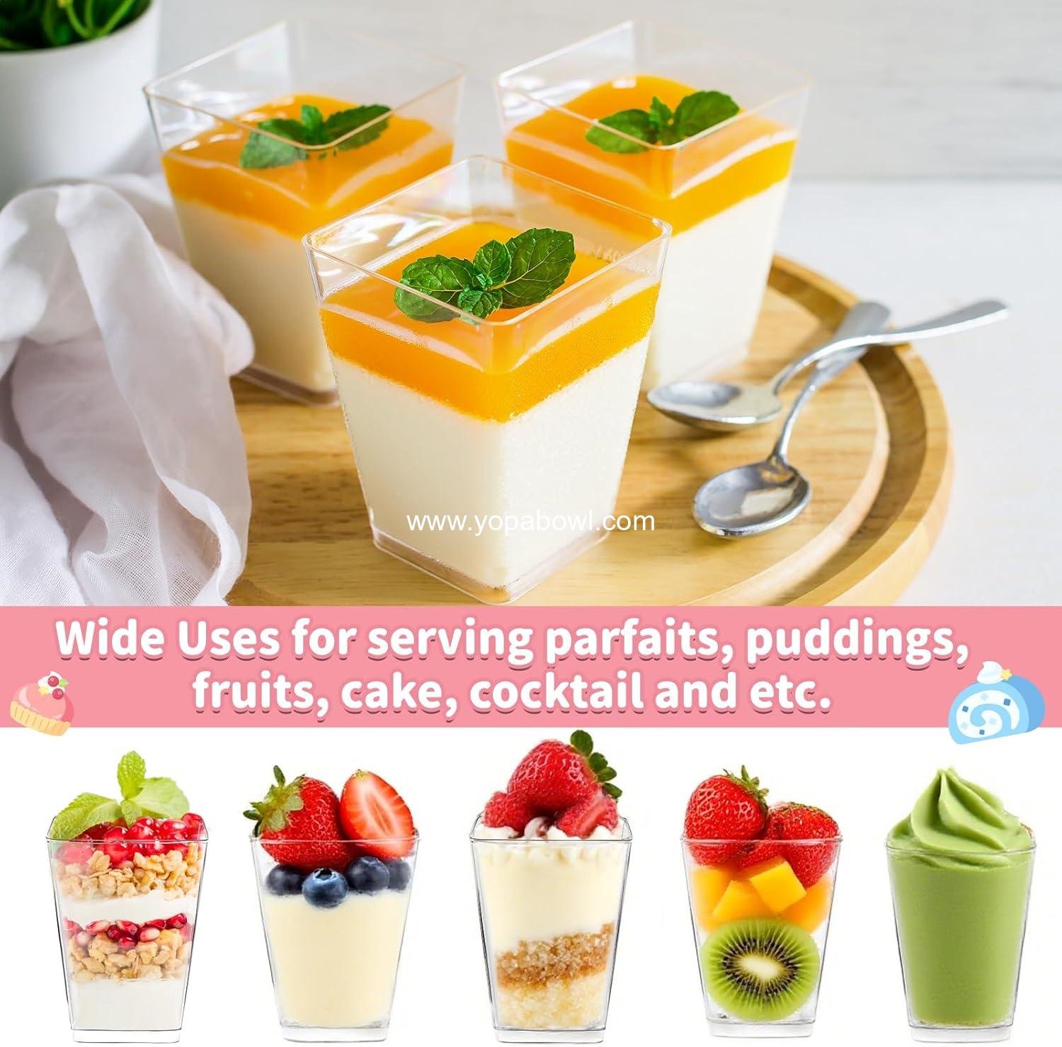 Wholesale 5 oz Clear Plastic Dessert Cups with Lids Spoons for Yogurt Parfait Appetizers Parties Mini Shooters Pudding Fruit Trifle Ice Cream Factory
